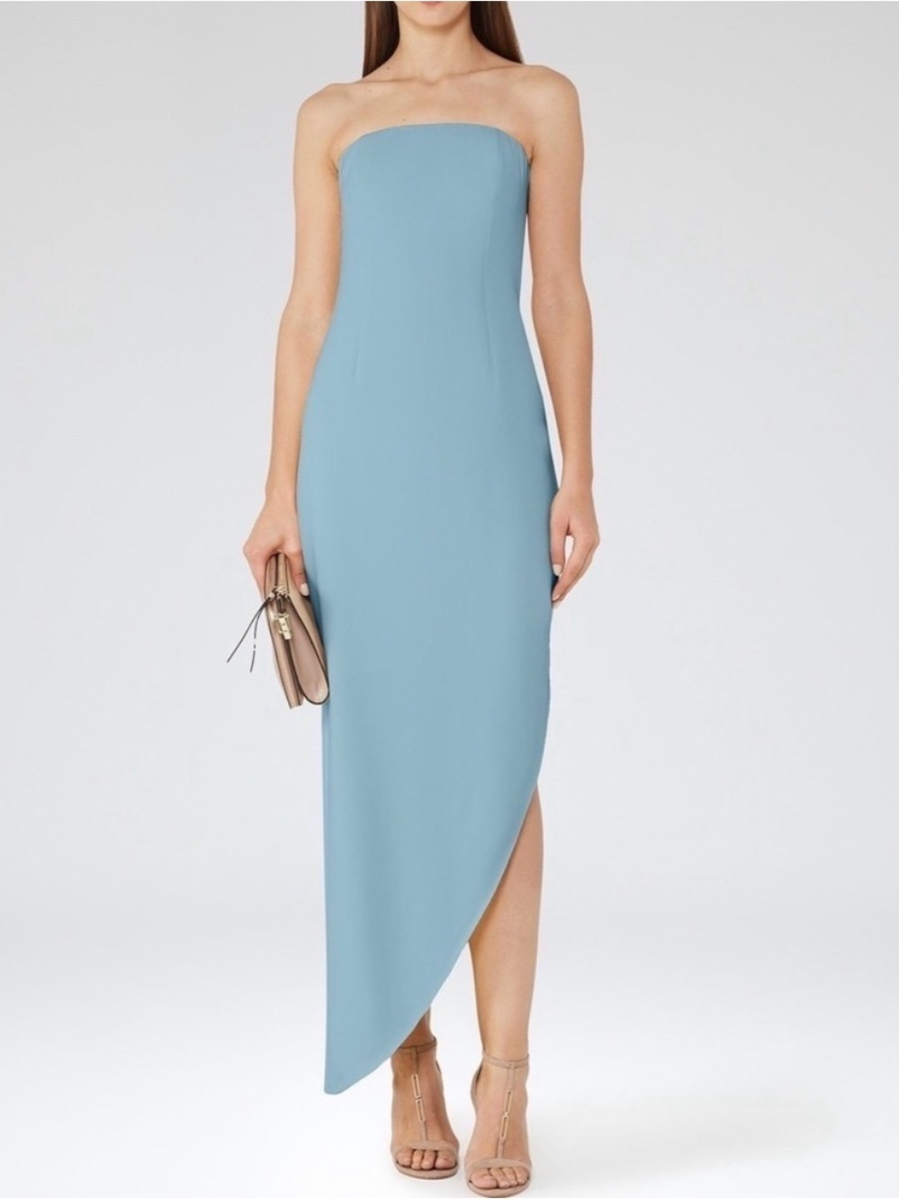 Reiss Rima Asymmetric Dress - strapless, blue, NWT